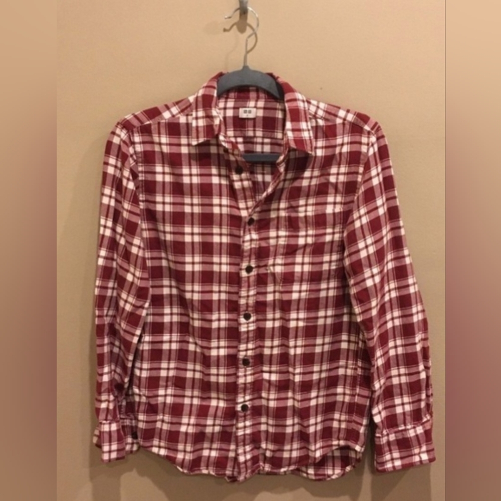 Soft Cream Burgundy Plaid Button Down